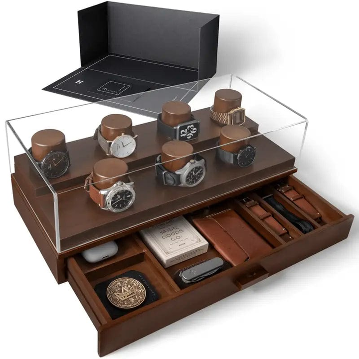 Holme & Hadfield Watch Case Walnut The Collector