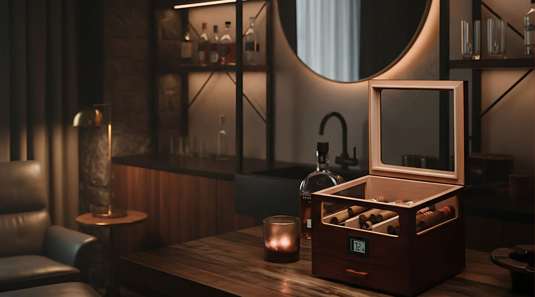 cigar humidor for man cave wet bar